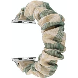 Voor Apple Watch Series 6 & SE & 5 & 4 40mm / 3 & 2 & 1 38mm JK Uniform Style Cloth + Roestvrijstalen horloge polsband (Beige + Groen)(Beige + Groen)