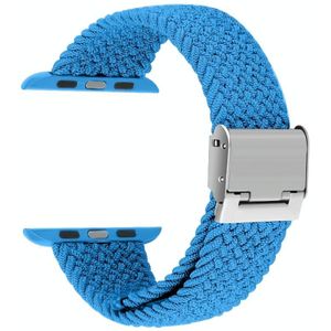 Gevlochten + roestvrijstalen vervangende horlogebanden voor Apple Watch Series 6 & SE & 5 & 4 44mm / 3 & 2 & 1 42mm (Blauw)