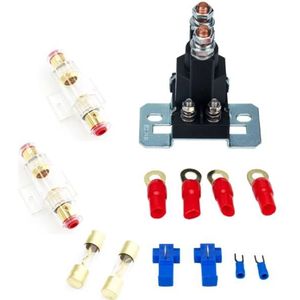 Auto Modificatie Small Contact 12V / 500A Contact Dual Battery High Current DC Relay met Fuse Holder + 100A Fuse Kit