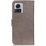 Voor Motorola Moto X30 Pro 5G/Edge 30 Ultra KHAZNEH Koeienhuid Textuur Horizontale Flip Lederen Telefoon Case (Kaki)