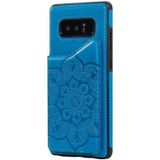 Voor Samsung Galaxy Note 8 Flower Embossing Patroon Schokbestendige Beschermhoes met Houder & Kaartsleuven > Fotolijst (Blauw)