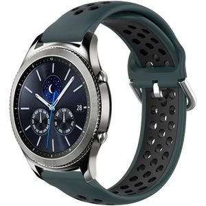 Voor Samsung Gear S3 Classic 22 mm geperforeerde ademende sport siliconen horlogeband (olijfgroen + zwart)