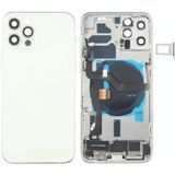 Batterij achterklep montage (met zijtoetsen  luide luidspreker  motor  camera lens  kaart lade  aan / uit knop + volumeknop + oplaadpoort & draadloze oplaadmodule) voor iPhone 12 Pro (wit)