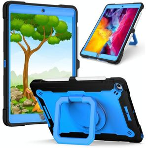 Contrast Color Shockproof Robot Siliconen + PC Case met polsbandhouder voor iPad 10.2 & 10.2 (2020)(Zwart + Blauw)