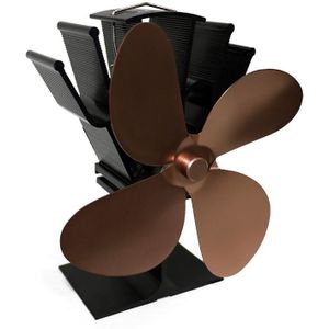 YL603 eco-vriendelijke aluminium Warmteaangedreven kachel ventilator met 4 bladen voor hout/gas/pellet kachels (brons)