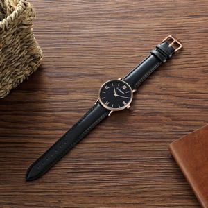 CAGARNY 6812 ronde wijzerplaat legering behuizing Fashion paar Watch mannen & vrouwen minnaar Quartz horloges met PU leder Band(Black)