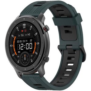 Voor Amazfit GTR 47mm 22 mm verticaal patroon tweekleurige siliconen horlogeband (Olive Green + Black)