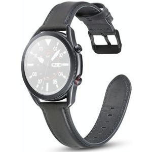 Voor Samsung Galaxy Watch 3 45mm Flat Texture Lederen vervangingsband (Grijs)