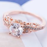 1 paar vrouwen Fashion Micro-ingelegd Zircon verlovingsring prinses koningin aristocratische Temperament paar Ring(Rose Gold US size: 8)