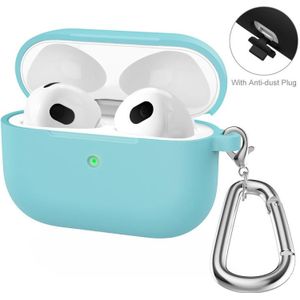ENKAY Hat-Prince Thickened Silicone Protective Case Shock-Absorbing Cover with Keychain for Apple AirPods Pro 2 2021(Cyan)