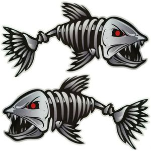 10 stuks horror skelet Shark Hengelsport Daren cover Scratch reflecterende waterdichte persoonlijkheid lichaam sticker 25 * 13cm