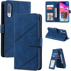 Voor Samsung Galaxy A70 Huid Feel Business Horizontale Flip PU Lederen Case met Houder & Multi-Card Slots & Portemonnee & Lanyard & Photo Frame (Blauw)