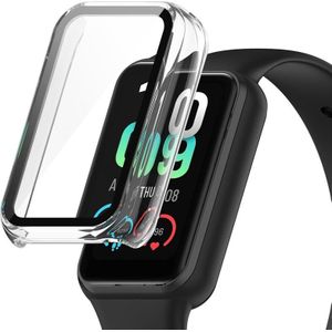 Voor Amazfit Band 7 PC + gehard glas gentegreerde beschermende horlogekast (transparant wit)