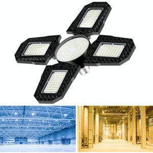 100W LED Garage Light Factory Warehouse Folding Four-Leaf Lamp (Warm White Light)