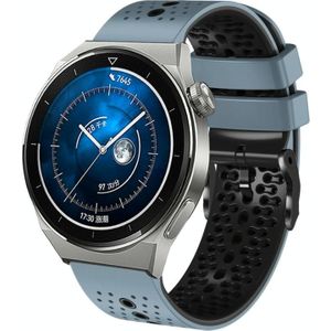 Voor Huawei Watch GT3 Pro 46 mm 22 mm geperforeerde tweekleurige siliconen horlogeband (blauw + grijs)