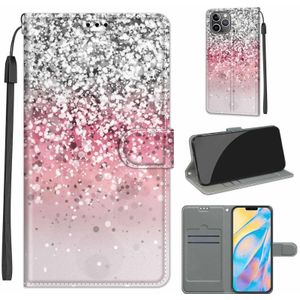 Voltage Gekleurde Tekening Magnetische Sluiting Horizontale Flip PU Lederen Case met Houder & Card Slots voor iPhone 13 Pro Max (C13 Silver Pink Glitter)