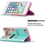 Gekleurd tekenpatroon onzichtbaar magnetische horizontale flip PU lederen hoes met houder & kaartslots & portemonnee voor iPhone 8 & 7(Cat)