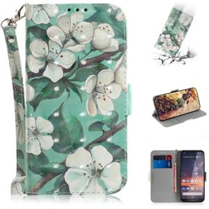 3D gekleurde tekening aquarel bloem patroon horizontale Flip lederen case voor Nokia 3 2  met houder & card slots & portemonnee