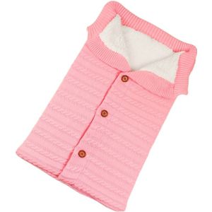 Warme zachte katoen breien envelop pasgeboren baby slaapzak (roze)
