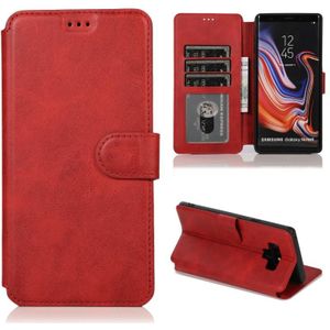 Voor Samsung Galaxy Note9 Kalf texture magnetische gesp horizontale flip lederen case met houder & kaartslots & portemonnee & fotoframe(rood)