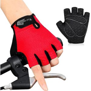 WEST BIKING YP0211218 Fietsen ademende korte handschoenen antislip half vinger handschoenen  maat: 2XL (rood)