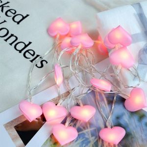 LED Fairy lichten liefde hart lantaarn navidad String Lights Vakantiewoningen verlichting slaapkamer huis decoracion 3m 20LEDs (roze)