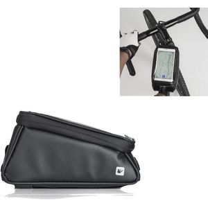 Rhinowalk Fiets Front Tube Bag Waterproof Mobile Phone Touch Screen Multi-functie Fiets Stuur Tas (Mat Zwart)