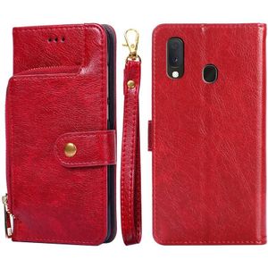 Voor Samsung Galaxy A20E Zipper Bag PU + TPU Horizontale Flip Leren Case Met Houder & Card Slot & Wallet & Lanyard