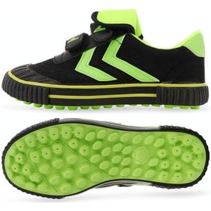Kinderen voetbalschoenen antislip slijtvast nylon bevestiging voetbal trainingsschoenen  maat: 35/225 (zwart + groen)