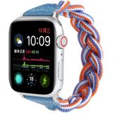 Elastic Woven Watchband Voor Apple Watch Series 6 & SE & 5 & 4 40mm / 3 & 2 & 1 38mm  Lengte:130mm(Blauw Wit Oranje)