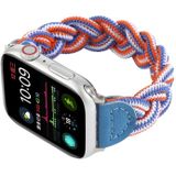 Elastic Woven Watchband Voor Apple Watch Series 6 & SE & 5 & 4 40mm / 3 & 2 & 1 38mm  Lengte:130mm(Blauw Wit Oranje)