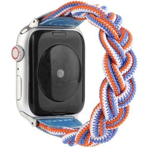 Elastic Woven Watchband Voor Apple Watch Series 6 & SE & 5 & 4 40mm / 3 & 2 & 1 38mm  Lengte:130mm(Blauw Wit Oranje)