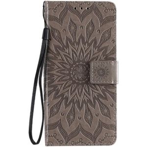 Voor OPPO Find X2 Lite / Reno3 5G Sun Embossing Pattern Horizontale Flip Lederen Case met Card Slot & Wallet & Lanyard(Grijs)