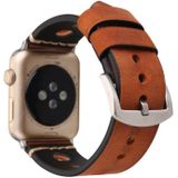 Voor Apple Watch serie 3 & 2 & 1 38mm Retro gat lederen pols horloge Band (roodachtig bruin)