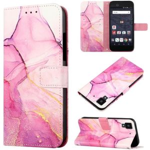 Voor Fujitsu Arrows NX F-01J PT003 Marmer Patroon Flip Lederen Telefoon Case (Roze Paars Goud LS001)