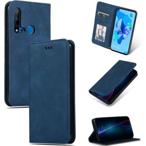 Retro huid voelen Business magnetische horizontale Flip lederen case voor Huawei P20 Lite 2019/Nova 5i (marineblauw)