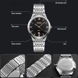 SKMEI 9139 Dames / Man Fashion Quartz Horloge Steel Band Waterdicht paar horloge voor vrouwen (Zwart Zilver )