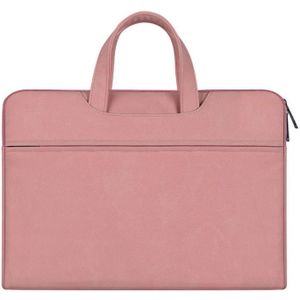 ST06 waterdichte PU lederen rits verborgen draagbare riem een-schouder handtas voor 15 6 inch laptops  met koffer riem (roze)