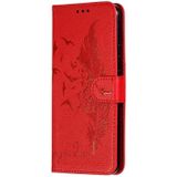 Feather patroon Litchi textuur horizontale Flip lederen draagtas met portemonnee & houder & kaartsleuven voor Huawei P Smart Z/Y9 Prime (2019) (rood)