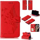 Feather patroon Litchi textuur horizontale Flip lederen draagtas met portemonnee & houder & kaartsleuven voor Huawei P Smart Z/Y9 Prime (2019) (rood)