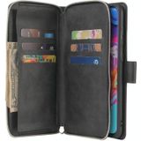 Voor Samsung Galaxy A70 Zipper Wallet Bag Horizontale Flip PU Lederen case met Houder & 9 Card Slots & Wallet & Lanyard & Photo Frame(Zwart)