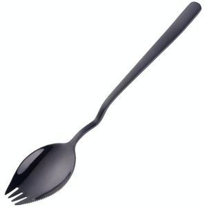 3 STUKS roestvrij staal instant noodle vork multifunctionele V-vormige mes vork en lepel all-in-one servies  kleur: zwart