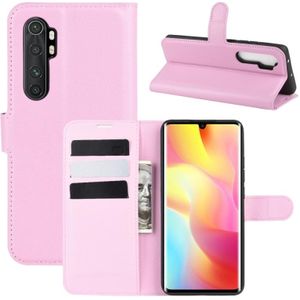 Voor Xiaomi Mi Note 10 Lite Litchi Texture Horizontale Flip Beschermhoes met Houder & Card Slots & Wallet(Pink)