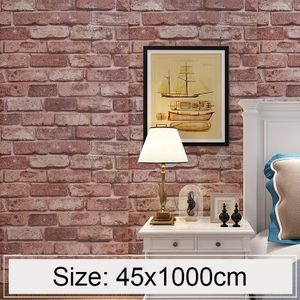 Bruine baksteen creatieve 3D steen baksteen decoratie behang Stickers slaapkamer woonkamer muur waterdicht Wallpaper Roll  grootte: 45 * 1000cm