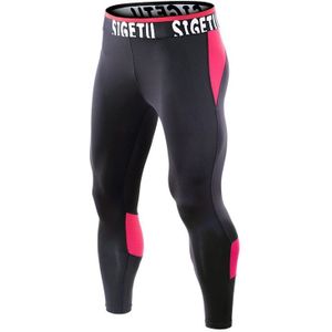 SIGETU Men Fitness Sneldrogende stretchbroek (kleur:zwart rood maat:M)