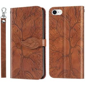 Life of Tree Embossing Pattern Horizontale Flip Leather Case met Holder & Card Slot & Wallet & Photo Frame & Lanyard Voor iPhone 8 & 7(Bruin)