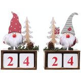 Kerstmis Houten Dennenappel Kalender Ornamenten Decoratieve Houten Kalender Countdown Ornaments (Red Hat)