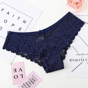 Volledige Lace Sexy Jacquard Naadloos Ondergoed (Blauw)