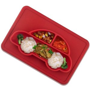 3 STKS gentegreerde kind food grade silicone vierkante auto plaat (rood)