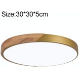 Wood Macaron LED Round Ceiling Lamp  Stepless Dimming  Size:30cm(Gold)
